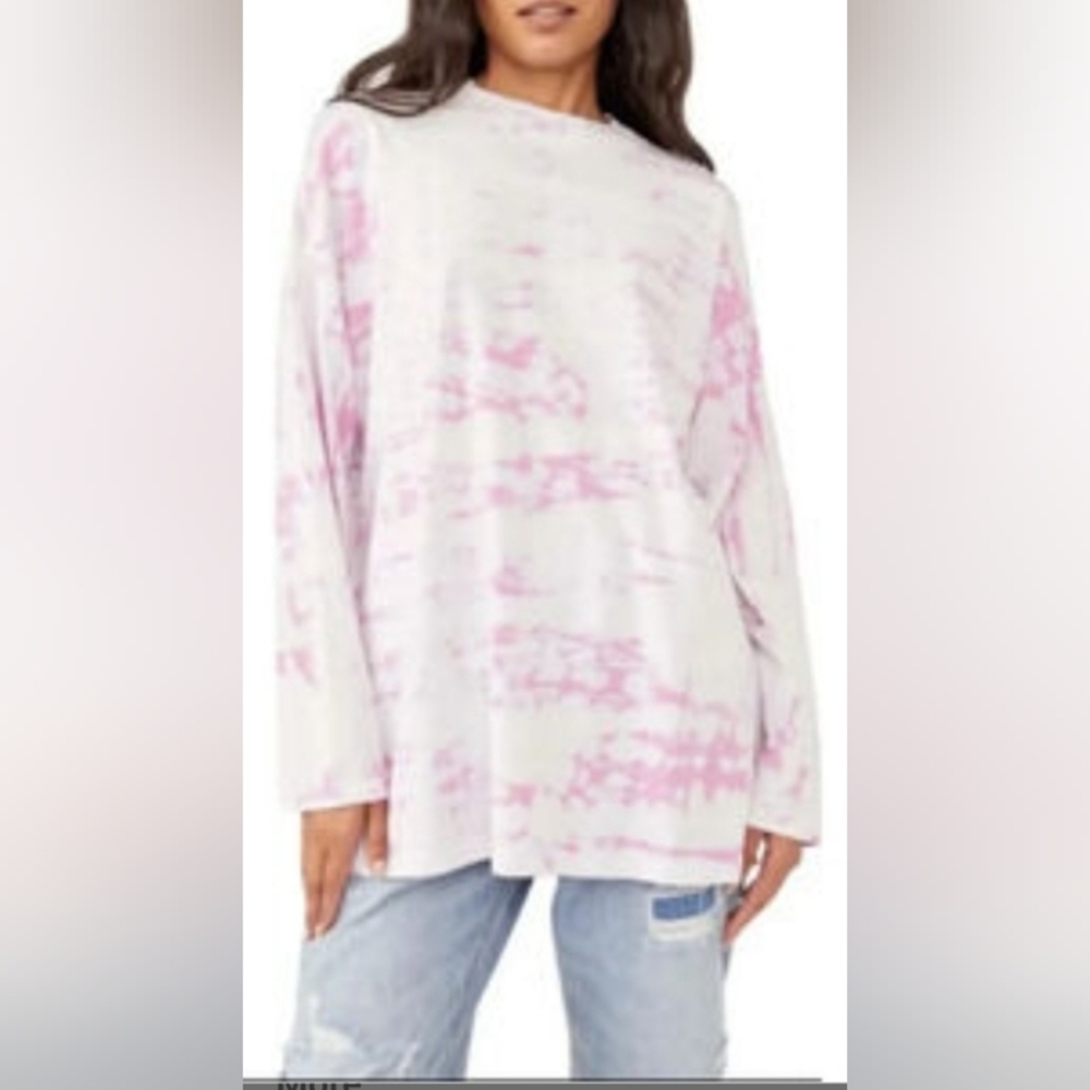 Anthropologie Free People Tie Dye T-Shirt Small Long Sleeve Tee Shirt Oversized